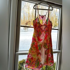 Lilly Pulitzer white and pink printed mini slip dress medium summer party dress
